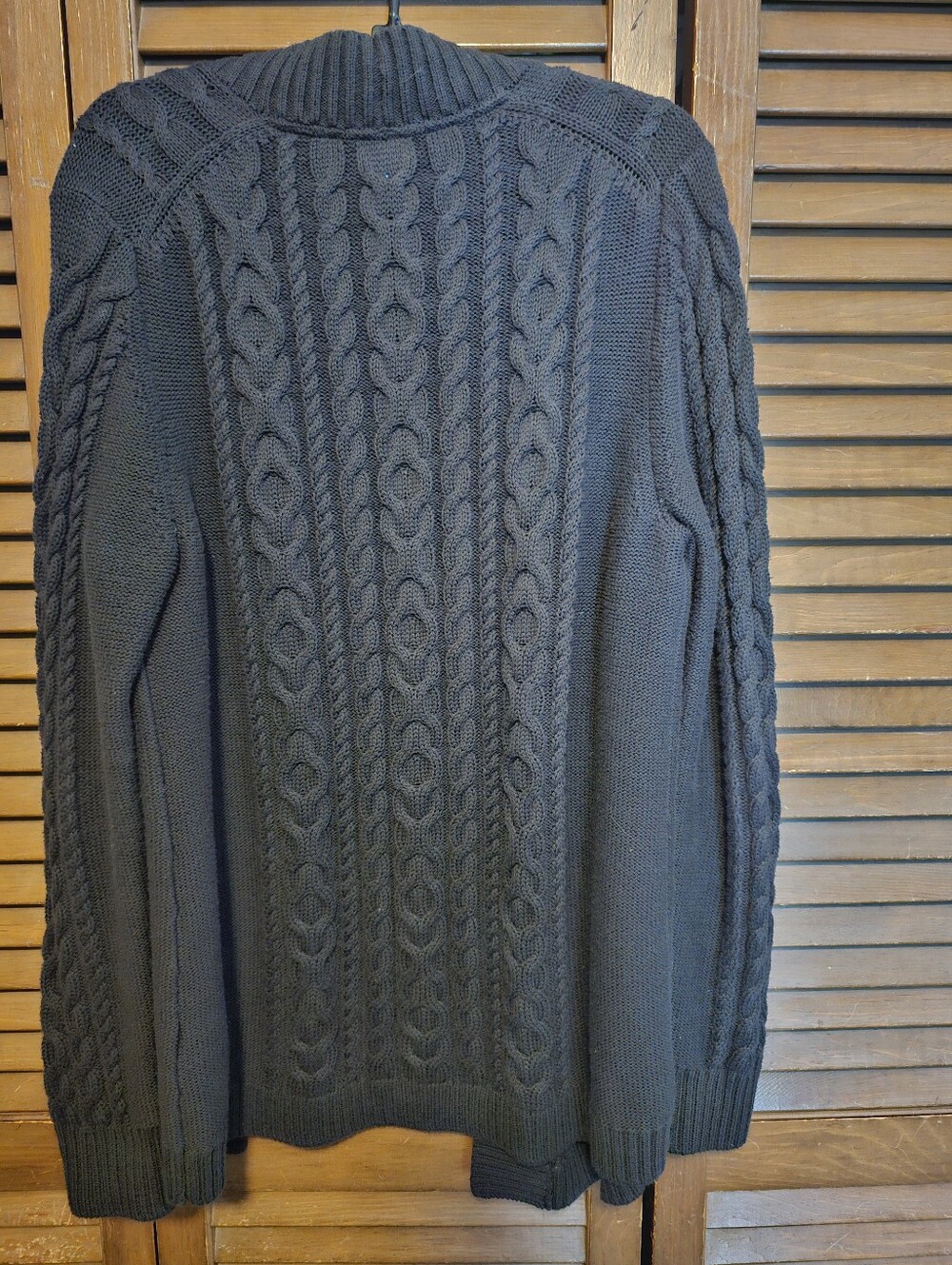 L.L.Bean Navy Cable Knit Open-Front Cardigan — Size Medium - Picture 4 of 4